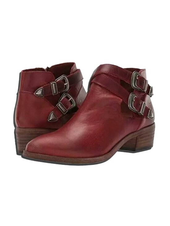 Frye Shoes - NWT FRYE Red Clay Ray Leather Western Buckle Wrap Ankle Boots Sz 5.5